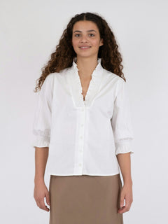 Briony C Poplin Blouse - White