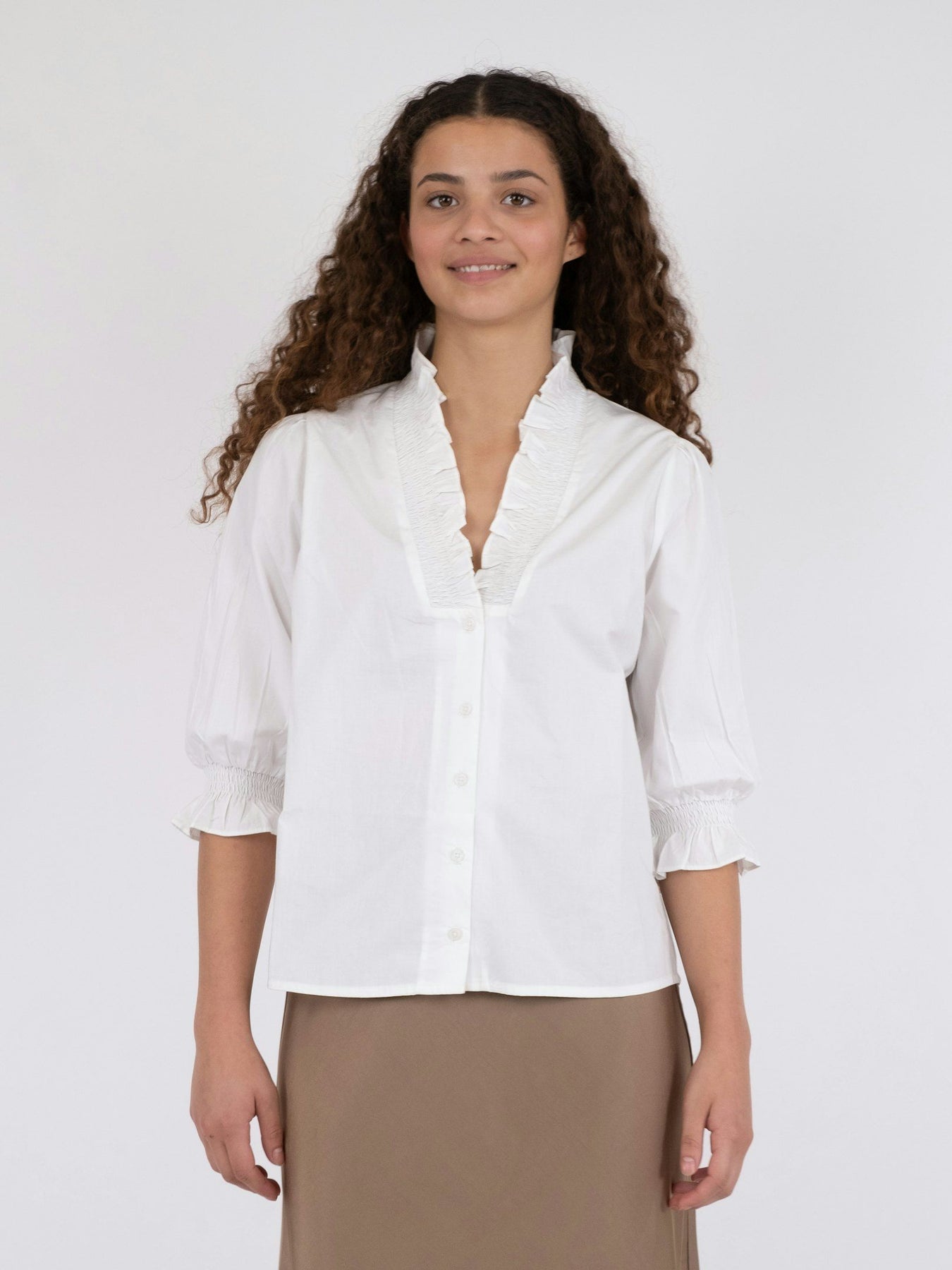 Briony C Poplin Blouse - White