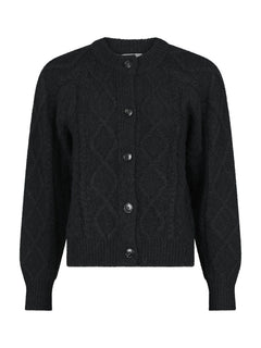 Selda Cable Soft Knit Cardigan - Black