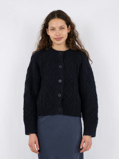 Selda Cable Soft Knit Cardigan - Black