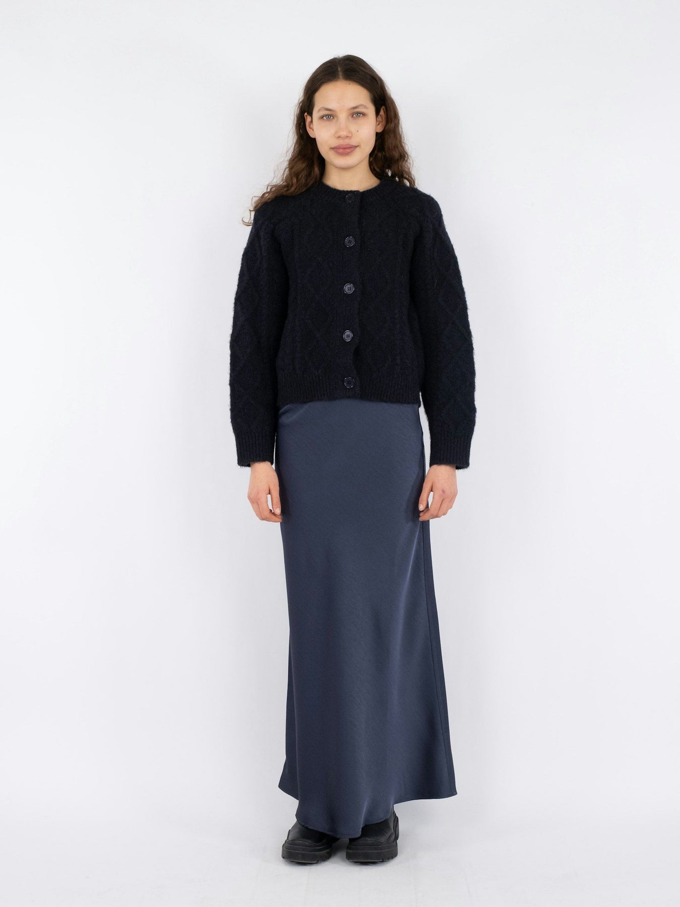 Selda Cable Soft Knit Cardigan - Black