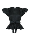 Dalia Cotton Satin Top - Black