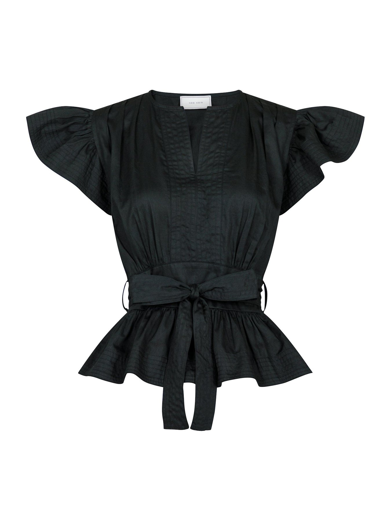 Dalia Cotton Satin Top - Black