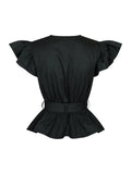 Dalia Cotton Satin Top - Black