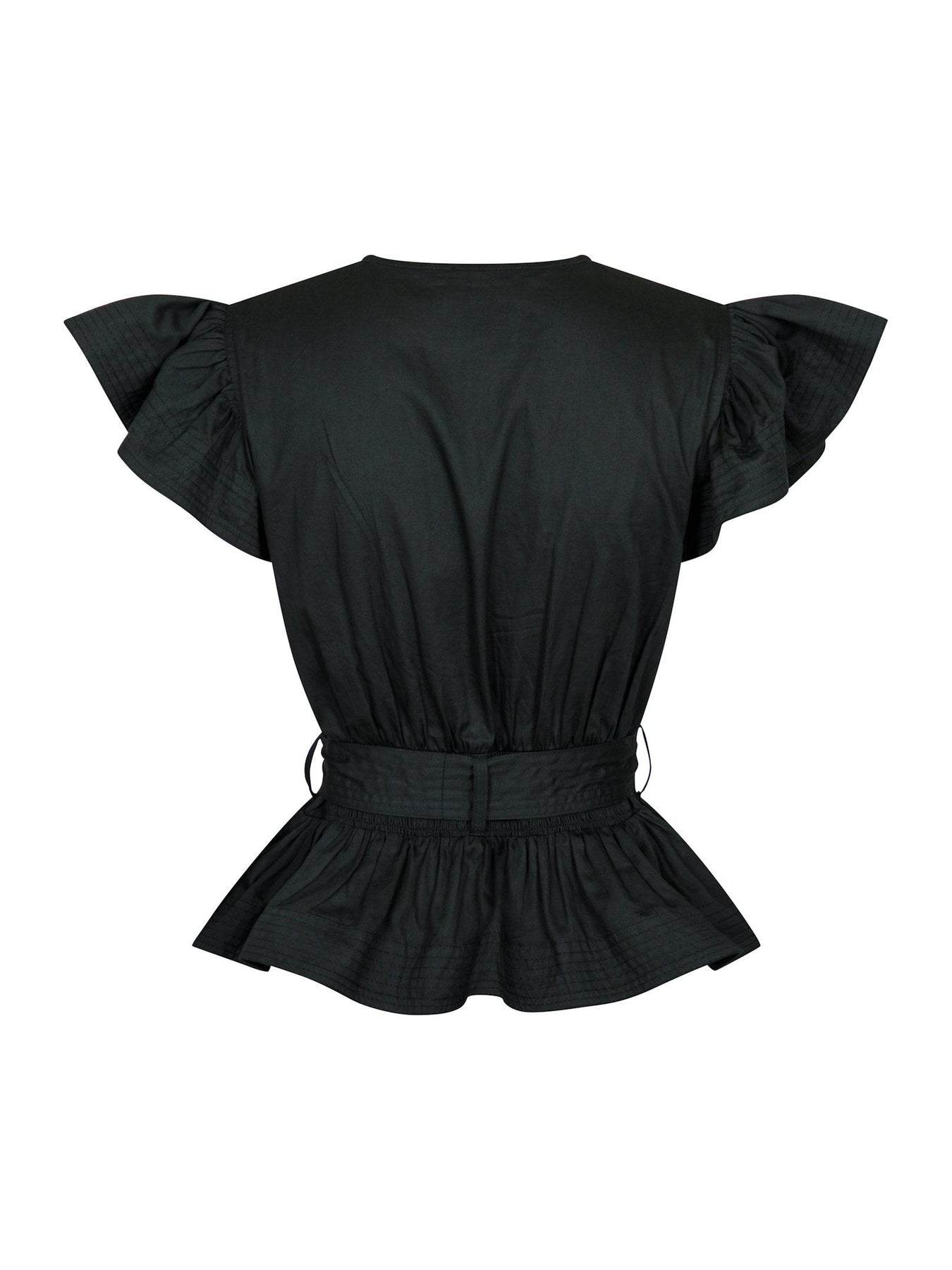 Dalia Cotton Satin Top - Black