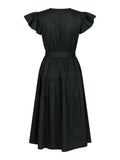 Marine Cotton Satin Dress - Black