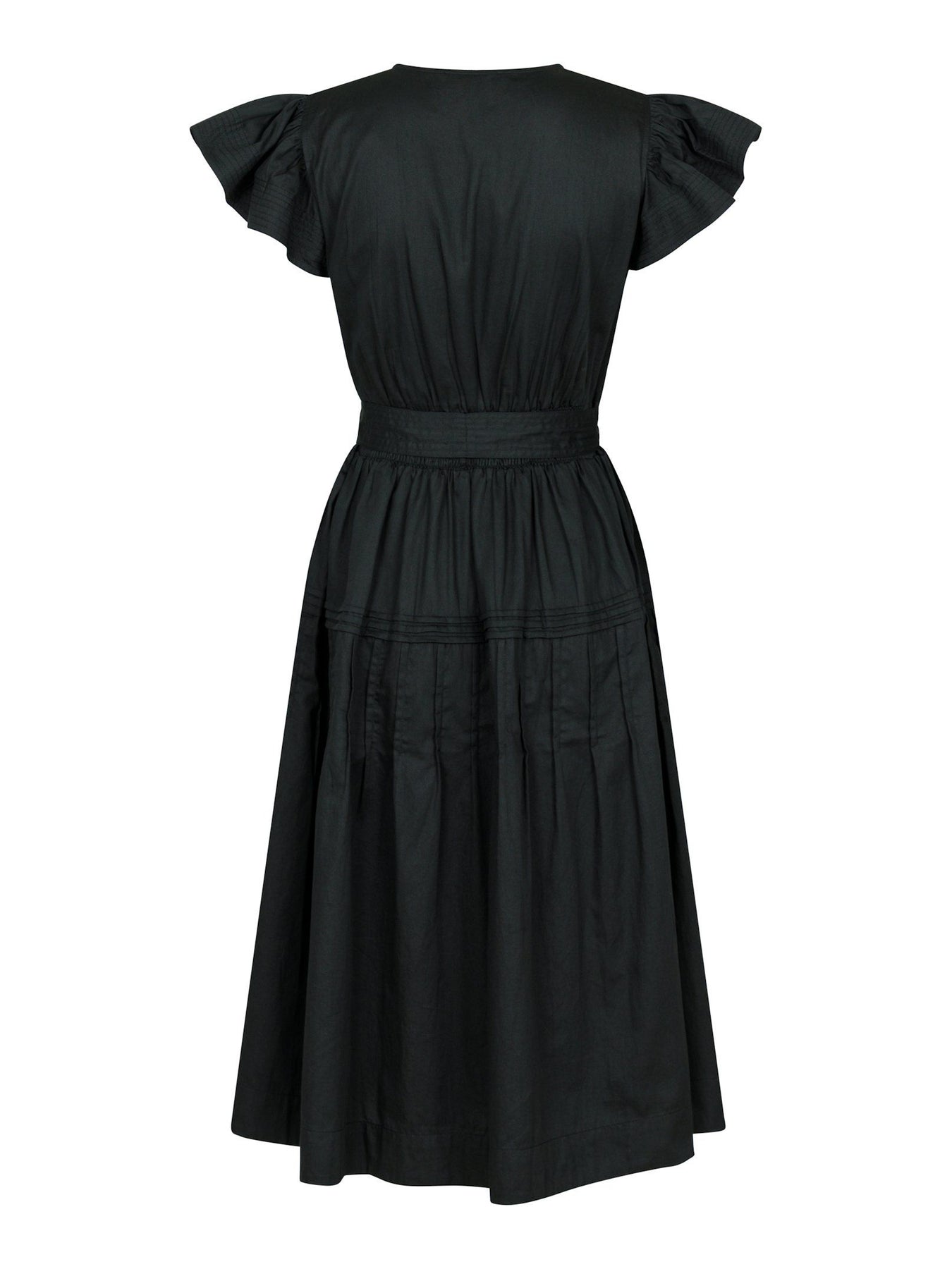 Marine Cotton Satin Dress - Black