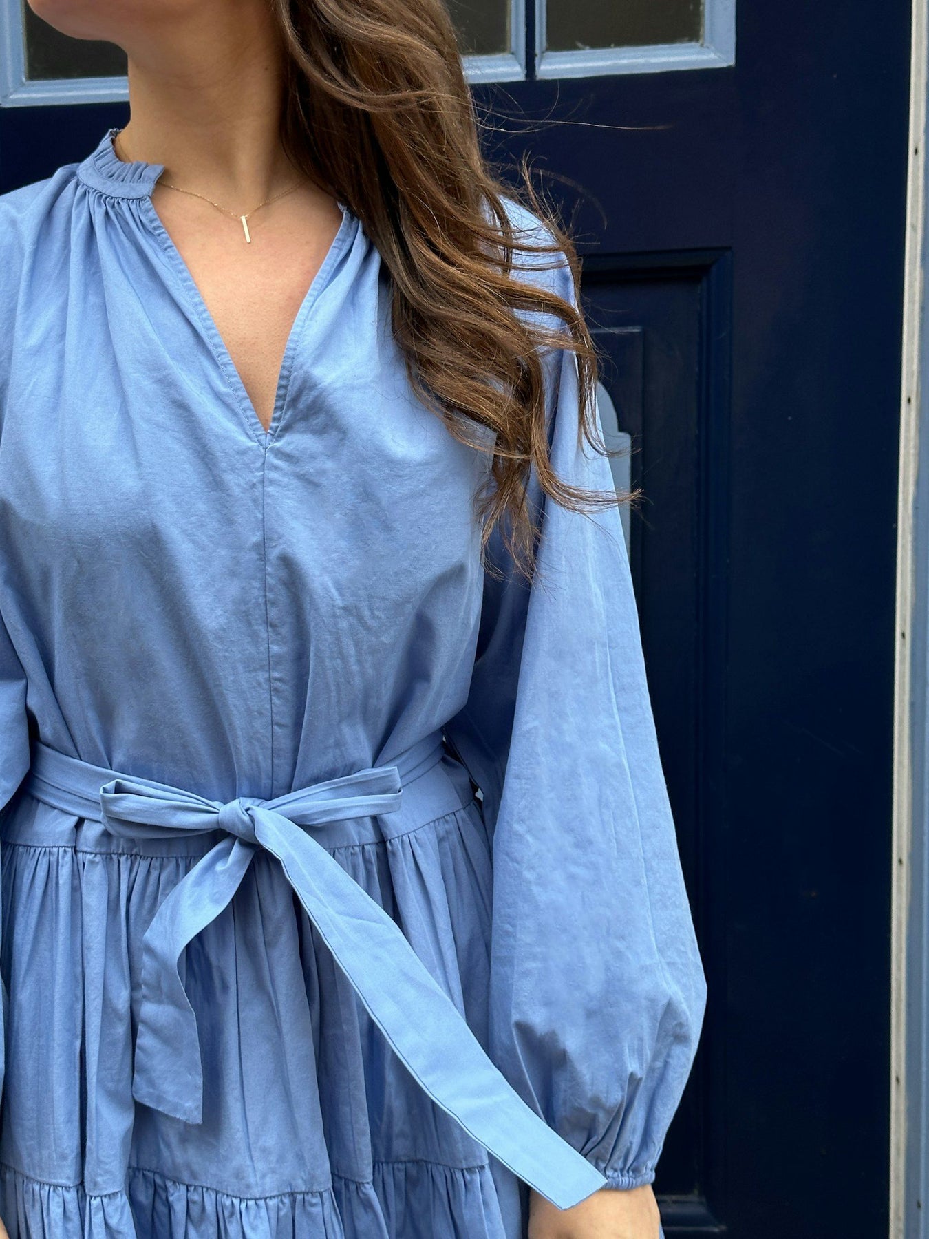 Debbie C Poplin Dress - Light Blue