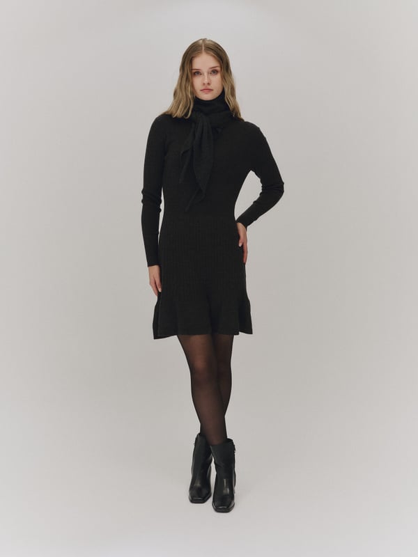Ella & il Oline Merino Dress - Dark Grey Melange