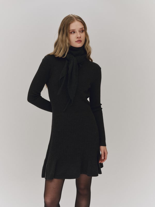 Ella & il Oline Merino Dress - Dark Grey Melange