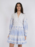 Malti Border Dress - White