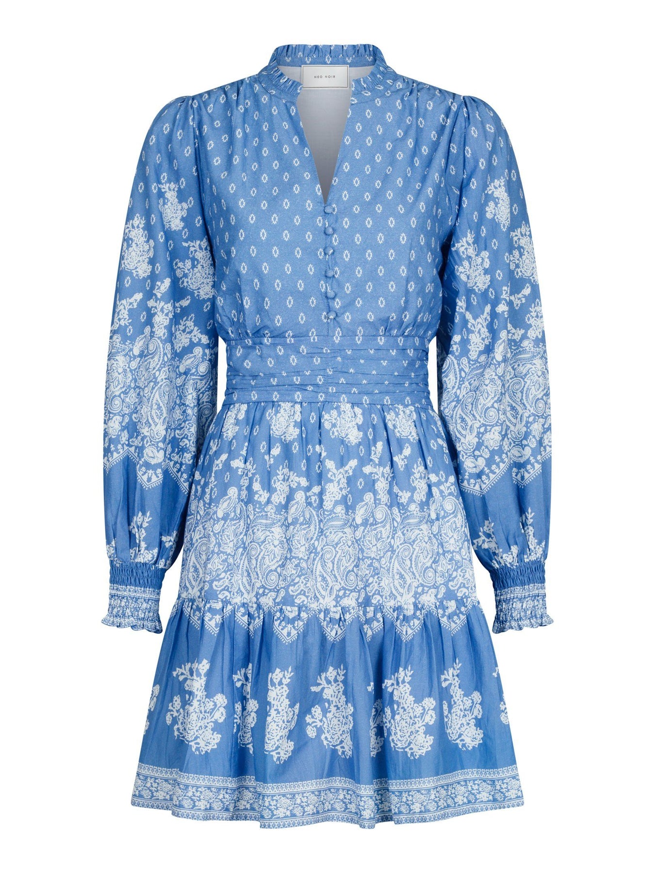 Malti Border Dress - Dusty Blue
