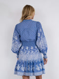 Malti Border Dress - Dusty Blue
