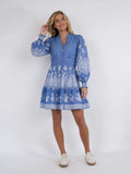 Malti Border Dress - Dusty Blue