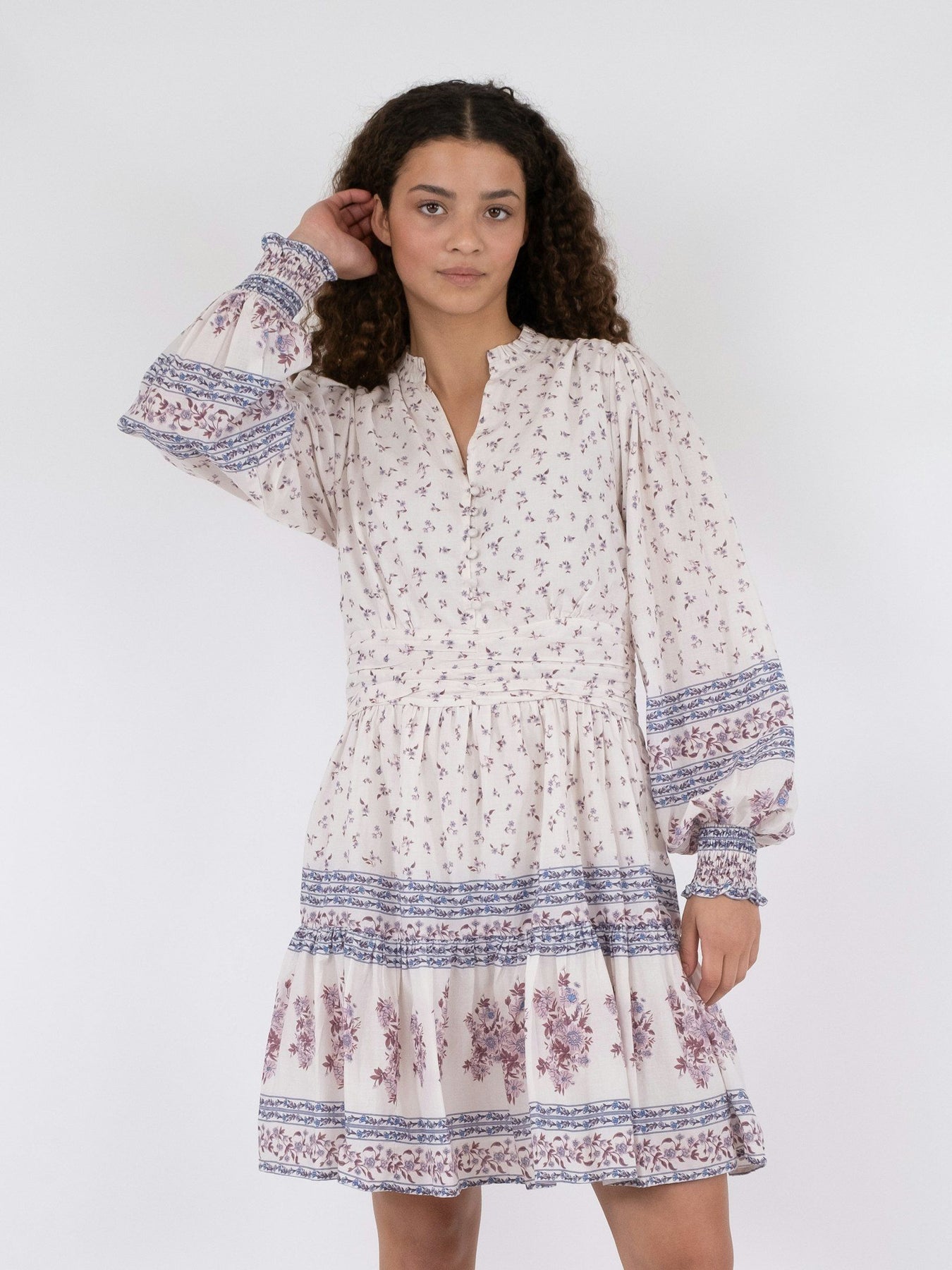 Malti Mini Border Dress - Ash Rose