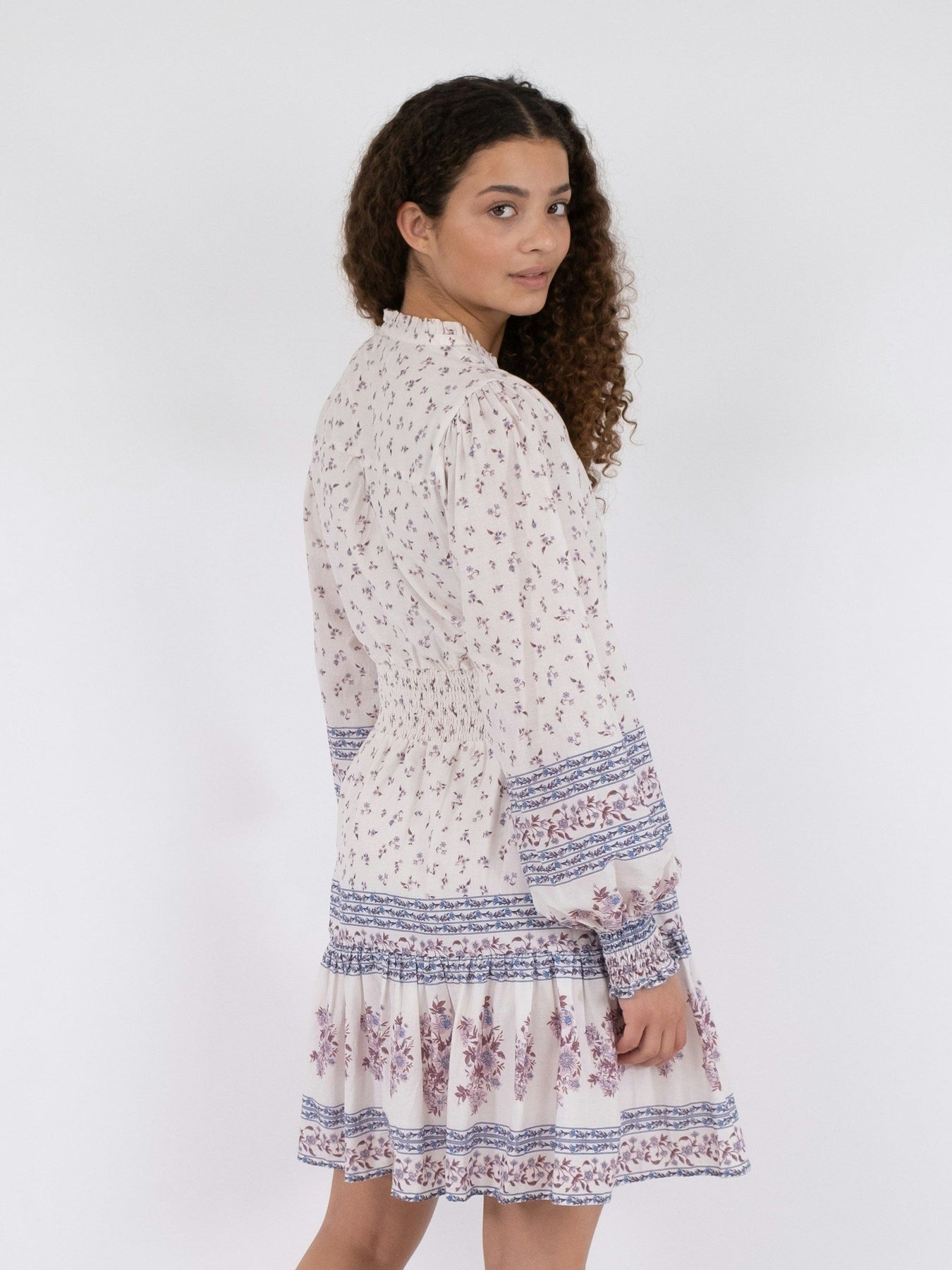 Malti Mini Border Dress - Ash Rose
