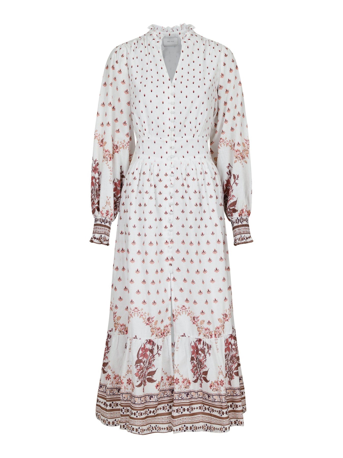 Anabel Floral Border Dress - Rose