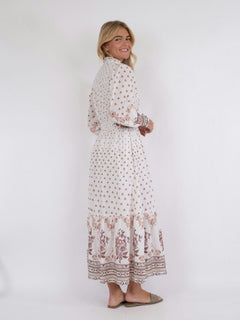 Anabel Floral Border Dress - Rose