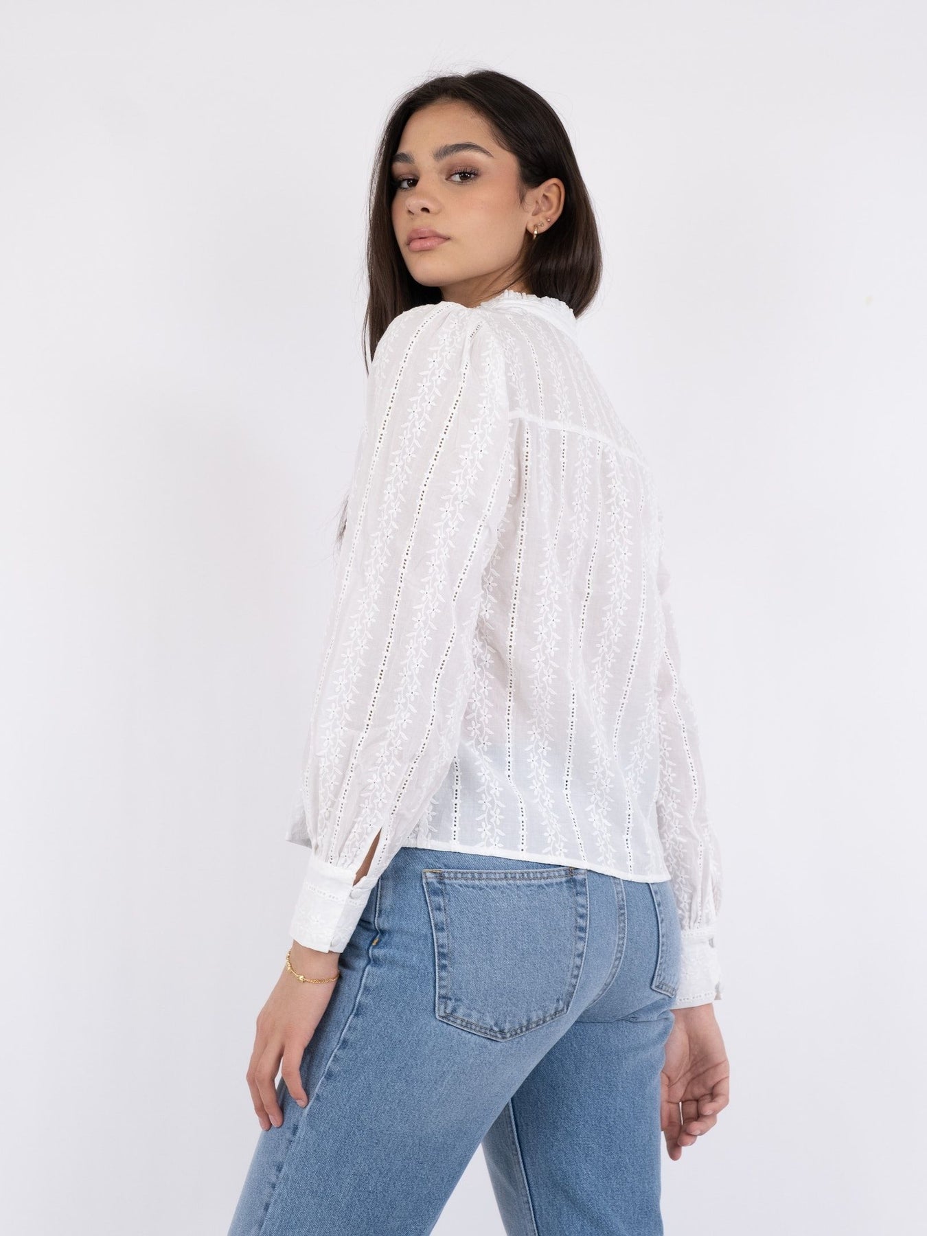 Massima Embroidery Blouse - White