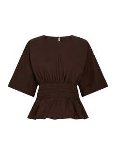 Annegret Poplin Blouse - Chocolate Brown