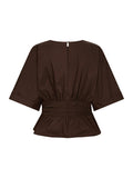 Annegret Poplin Blus - Chokladbrun