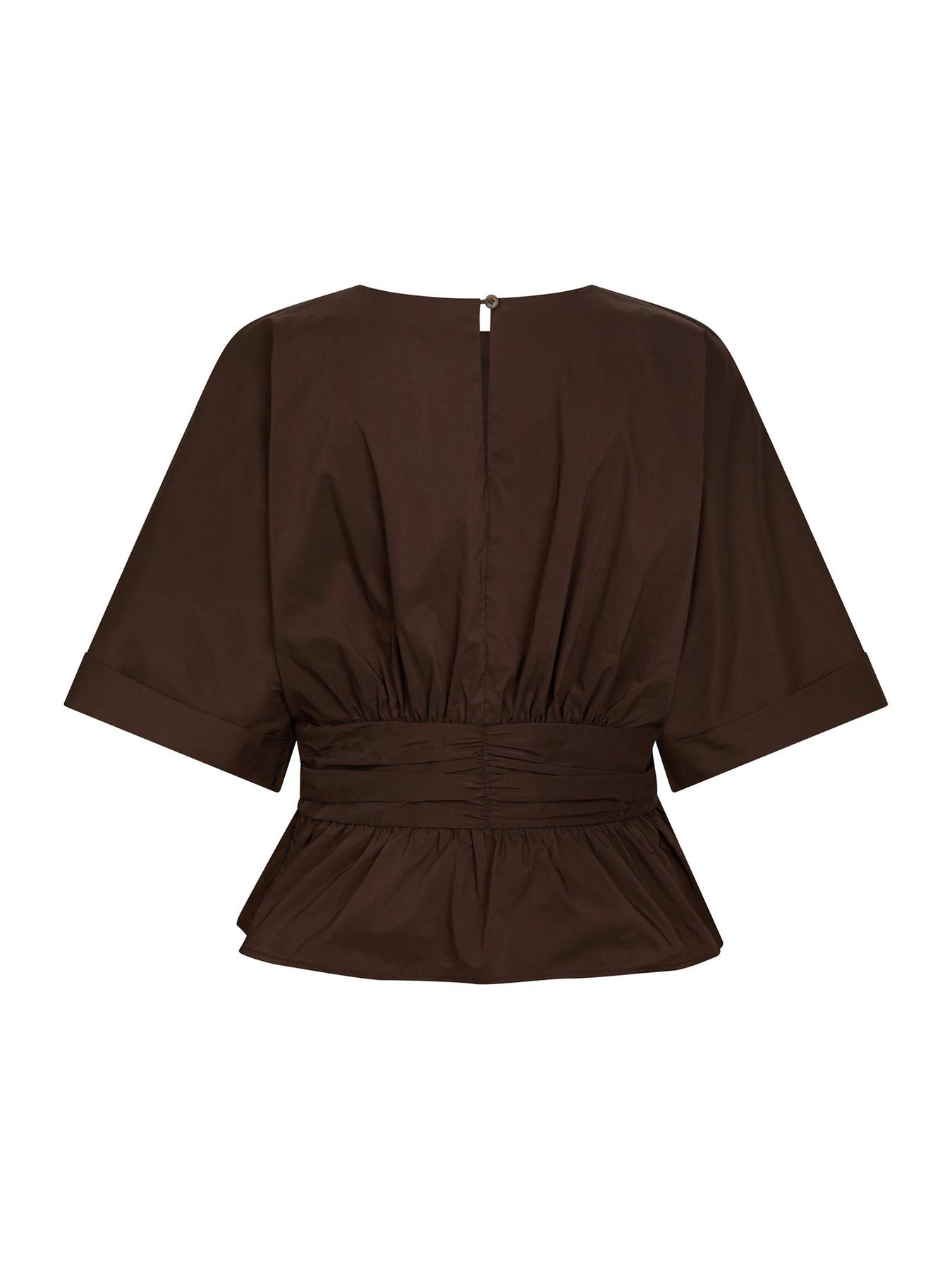 Annegret Poplin Blus - Chokladbrun