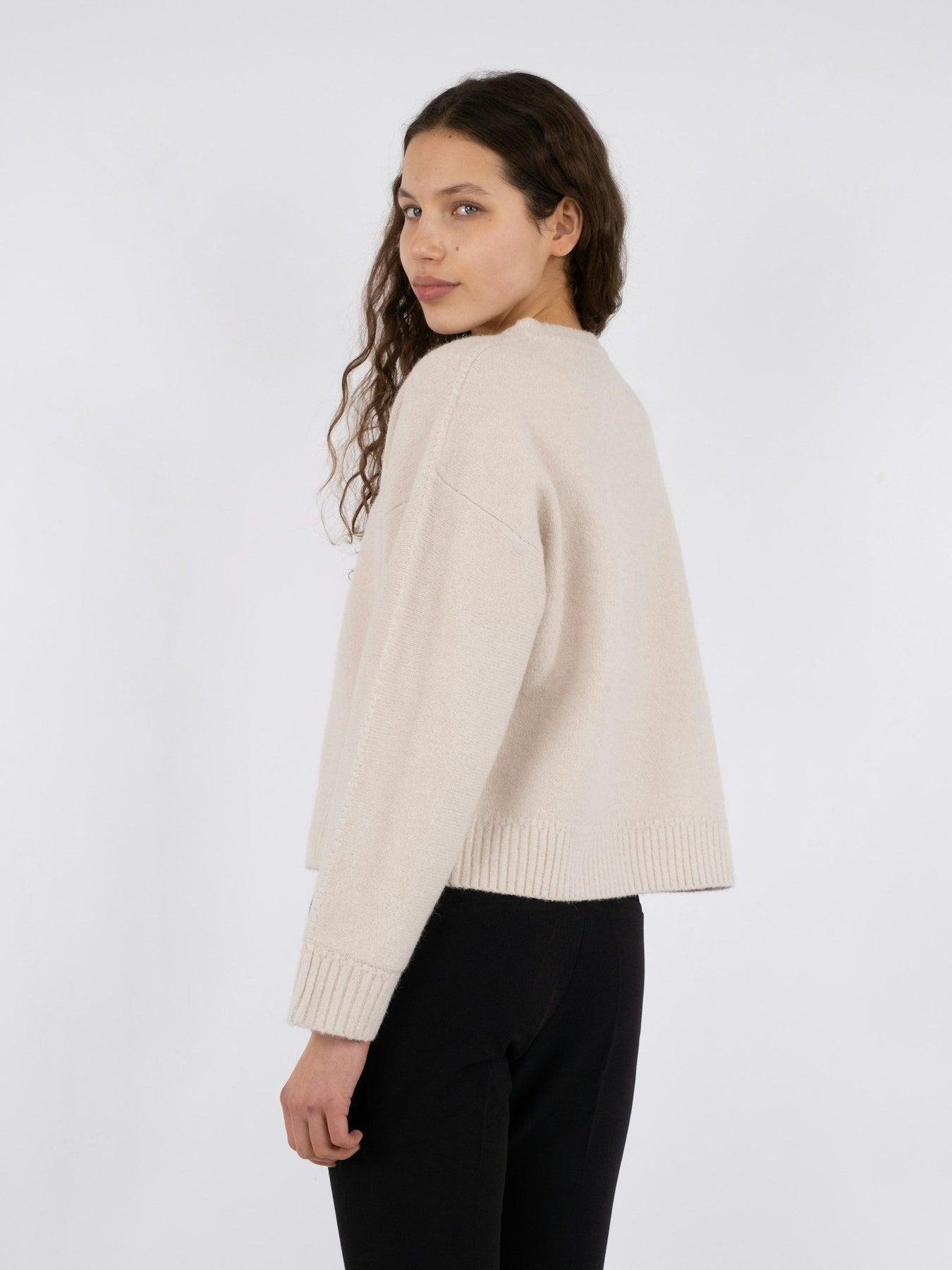 Detri Solid Knit Blouse - Ivory
