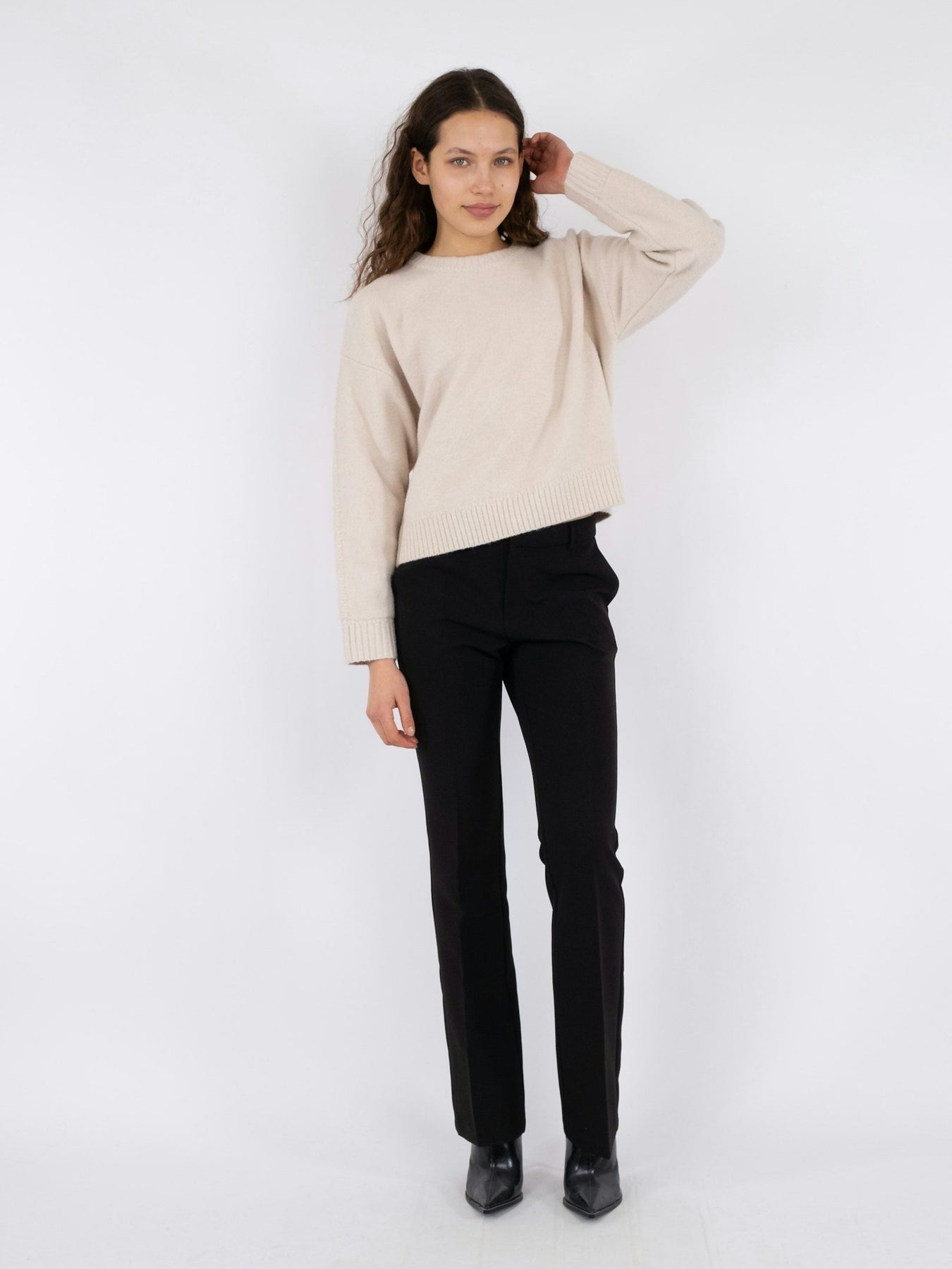 Detri Solid Knit Blouse - Ivory