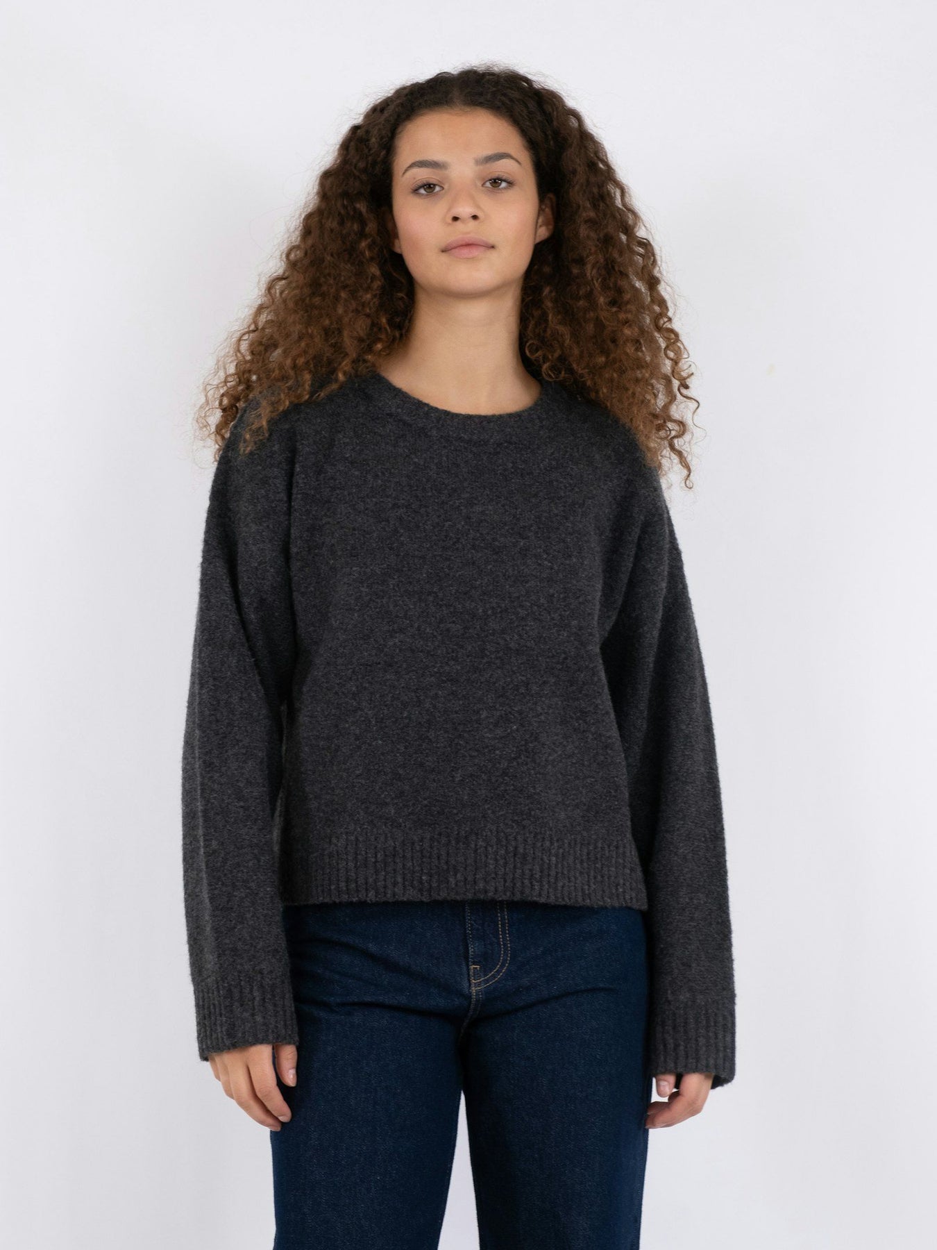 Detri Solid Knit Blouse - Antracit