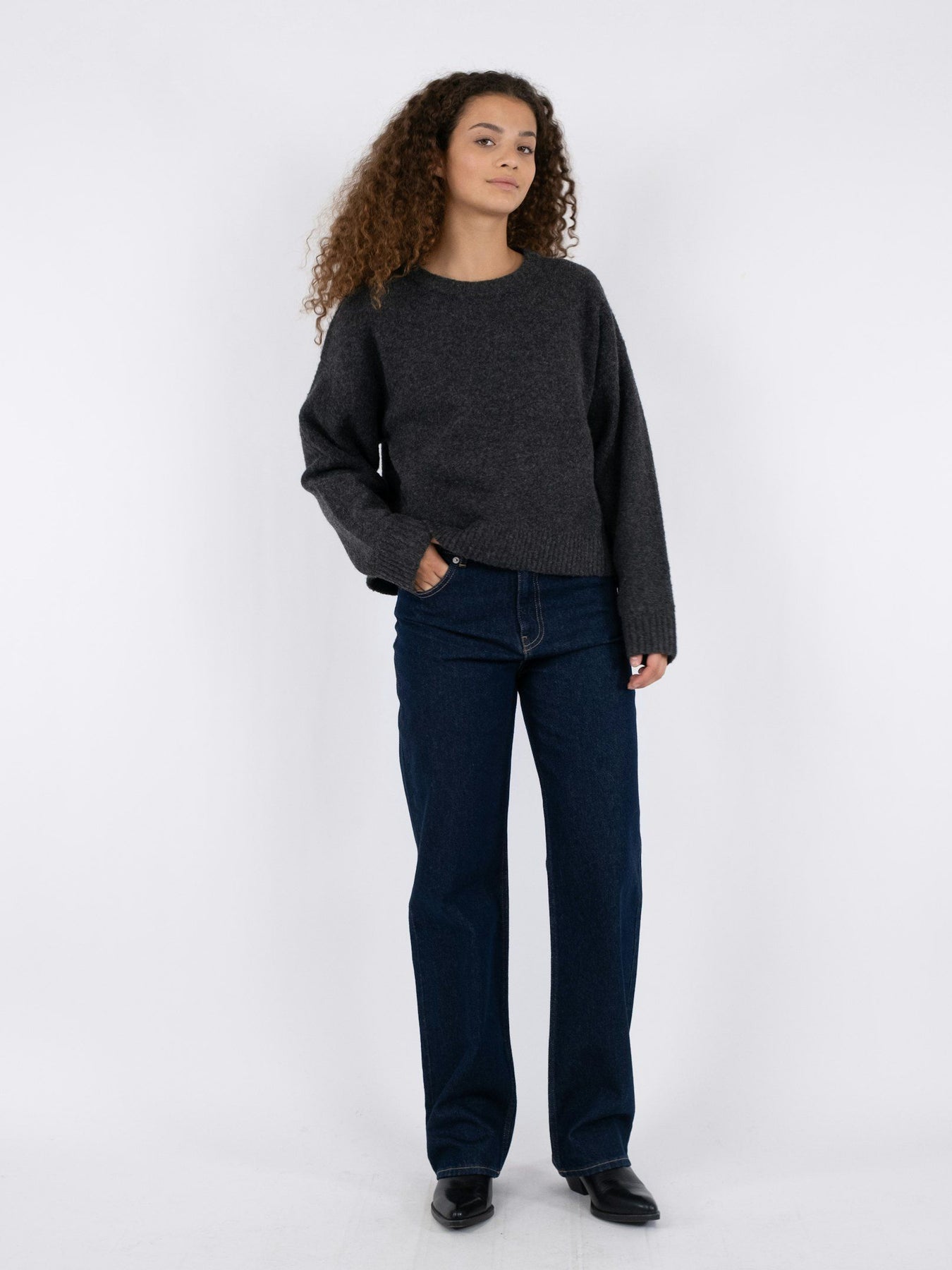 Detri Solid Knit Blouse - Antracit