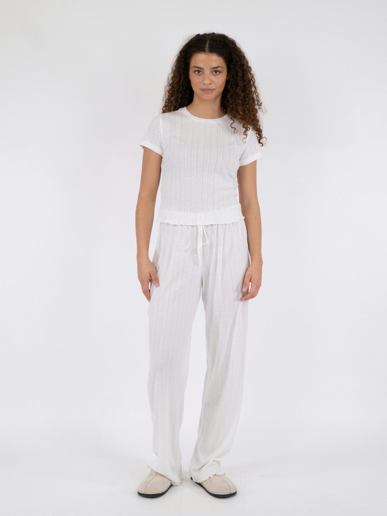 Serafina Pointelle Pants - White