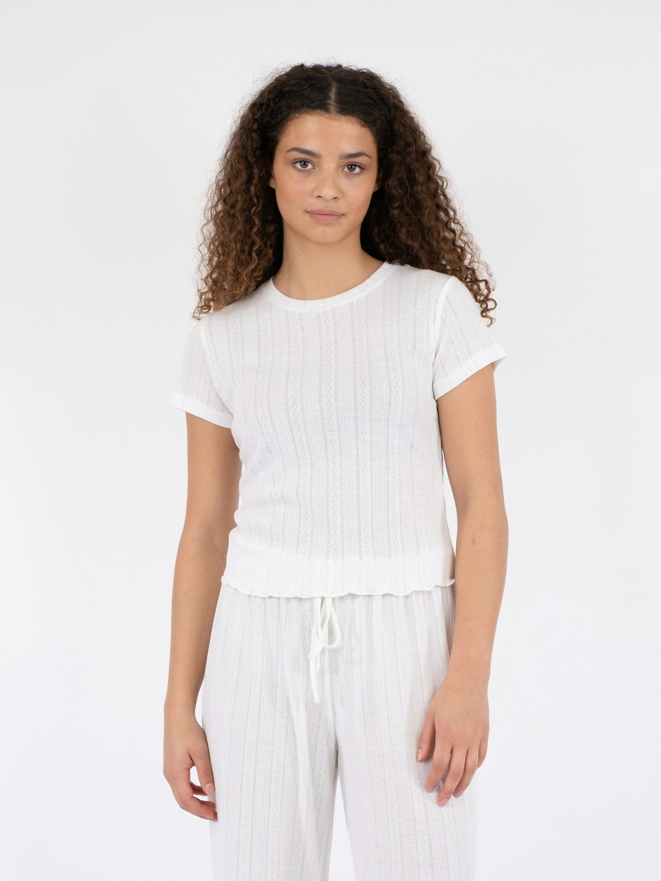 Lonnie Pointelle Top - White