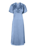 Illana Heavy Sateen Dress - Smoke Blue
