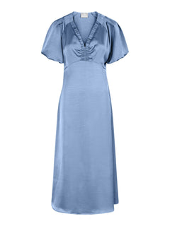 Illana Heavy Sateen Dress - Smoke Blue