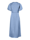 Illana Heavy Sateen Dress - Smoke Blue