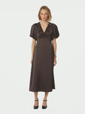 Illana Heavy Sateen Dress - Mörkbrun