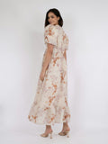 Rilana Airy Floral Dress - Creme