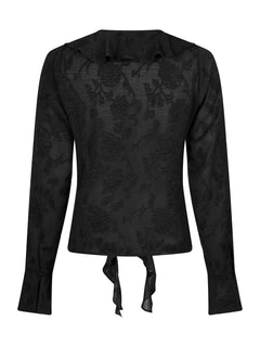Anika Burnout Blouse - Black