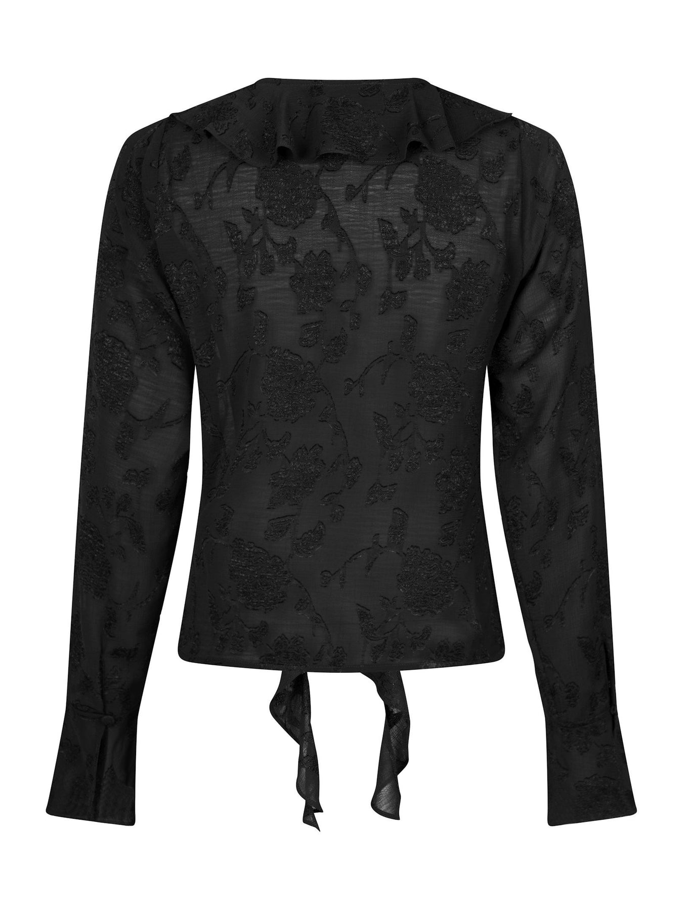 Anika Burnout Blouse - Black