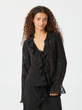 Anika Burnout Blouse - Black