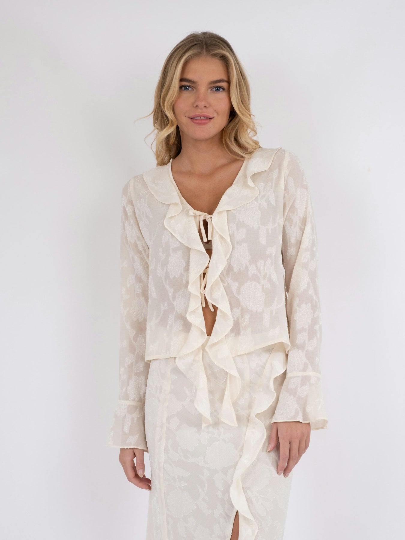 Anika Burnout Blouse - Off White