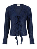 Anika Burnout Blouse - Navy