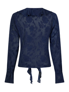 Anika Burnout Blouse - Navy