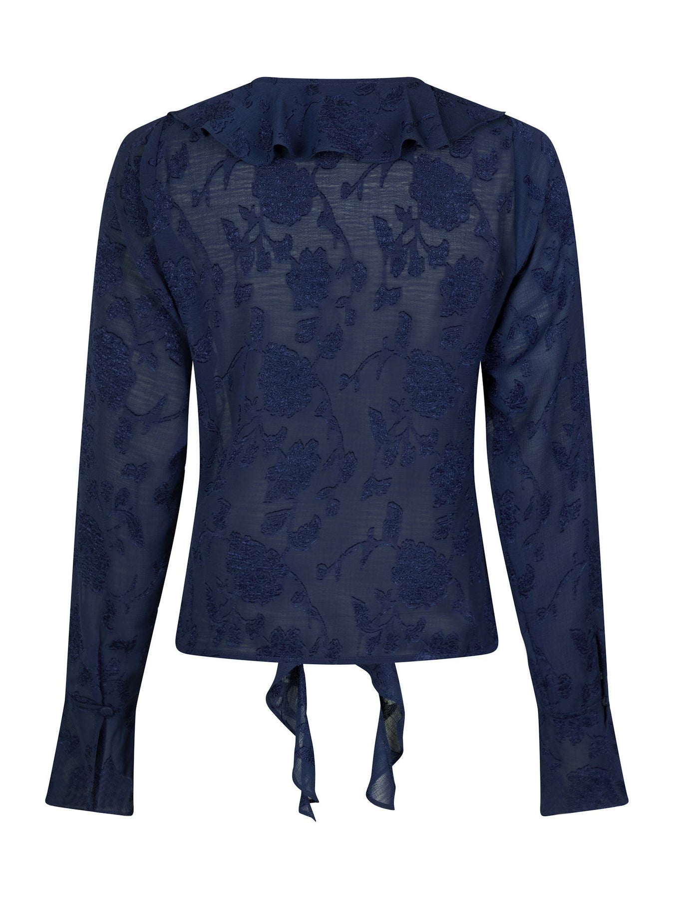 Anika Burnout Blouse - Navy