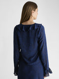 Anika Burnout Blouse - Navy