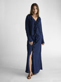 Anika Burnout Blouse - Navy