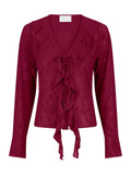 Anika Burnout Blouse - Burgundy