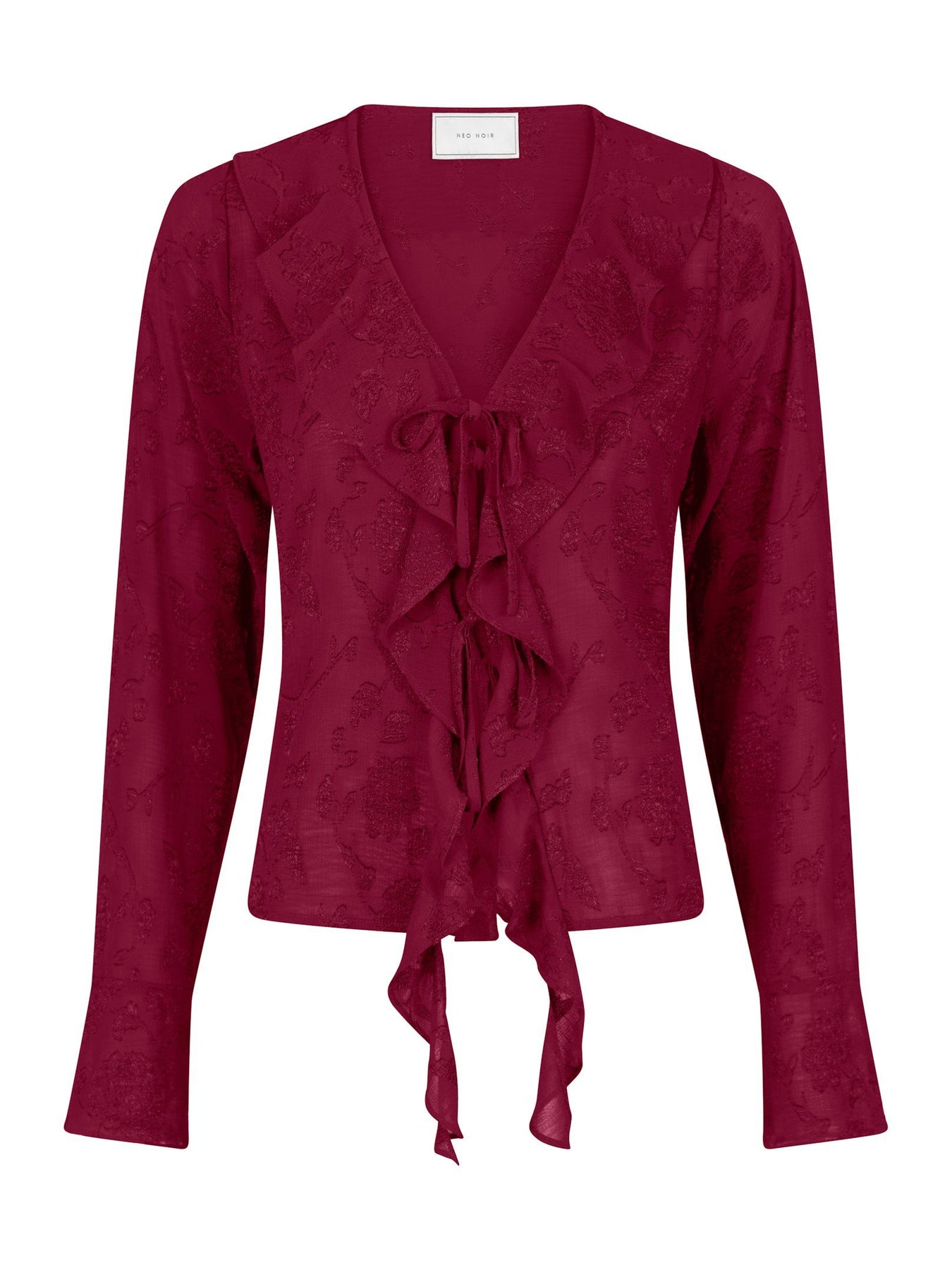 Anika Burnout Blouse - Burgundy
