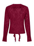 Anika Burnout Blouse - Burgundy