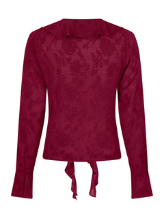 Anika Burnout Blouse - Burgundy